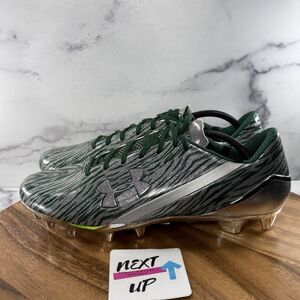 Mens 14-NEW Under Armour UA Spotlight Speed MC Green Silver Low Football Cleats